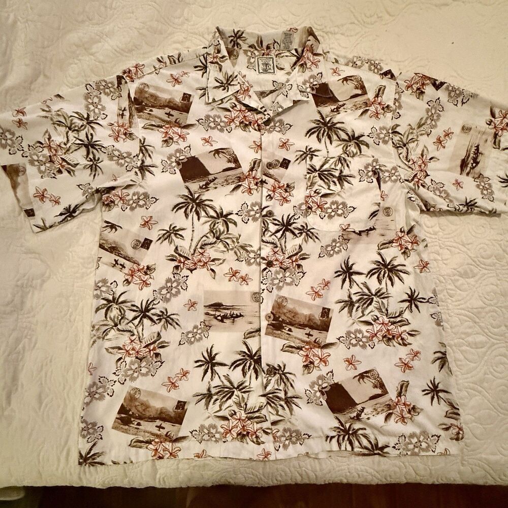 Vtg Roundtree & Yorke Mens XL Hawaiian Floral Aloha Shirt Short Sleeve Cotton
